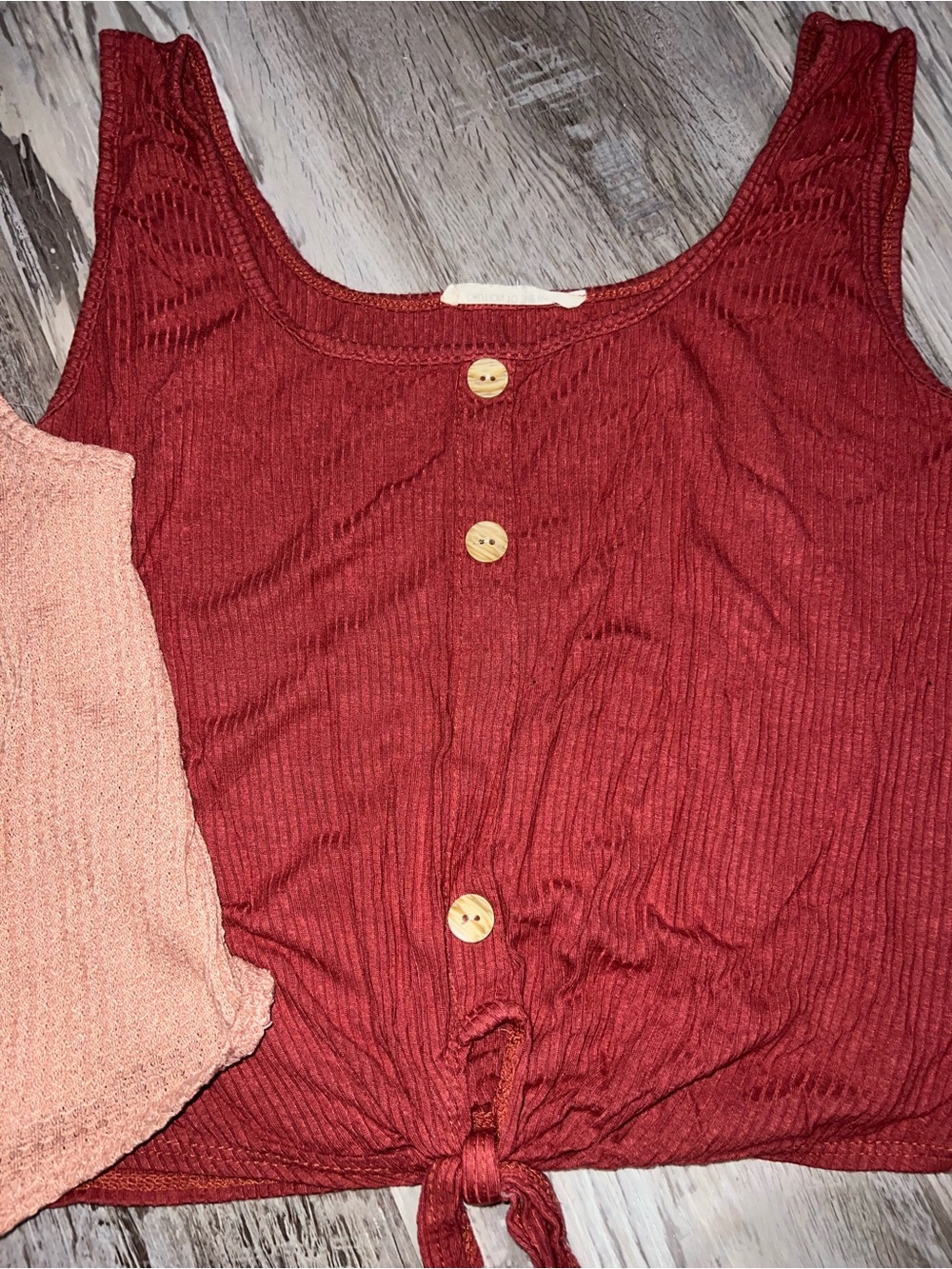 Button-Front Tank Top - Pink & Burgundy - Picture 3 of 3